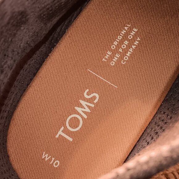 TOMS women's black suede lace up wedge heel ankle bootie sz 10 - Picture 12 of 14